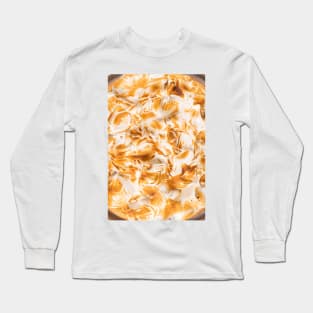 Lemon tart pie with meringue cream. Traditional American cake. Homemade baking. Copy space. Long Sleeve T-Shirt